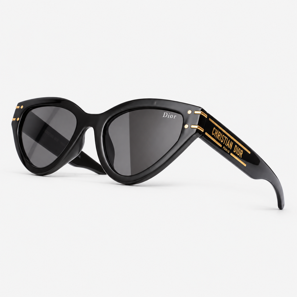 Black sunglasses — three-quarter view