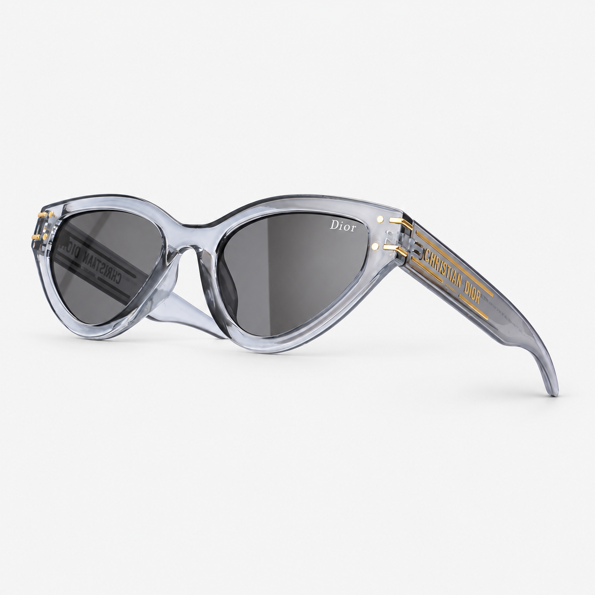 Smoke grey sunglasses — three-quarter view