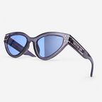 Blue lens sunglasses — three-quarter view