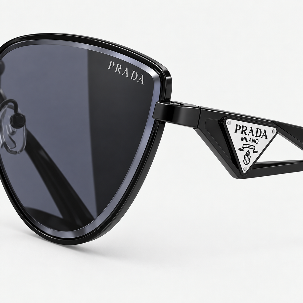 Prada Cat Eye Sunglasses — temple detail