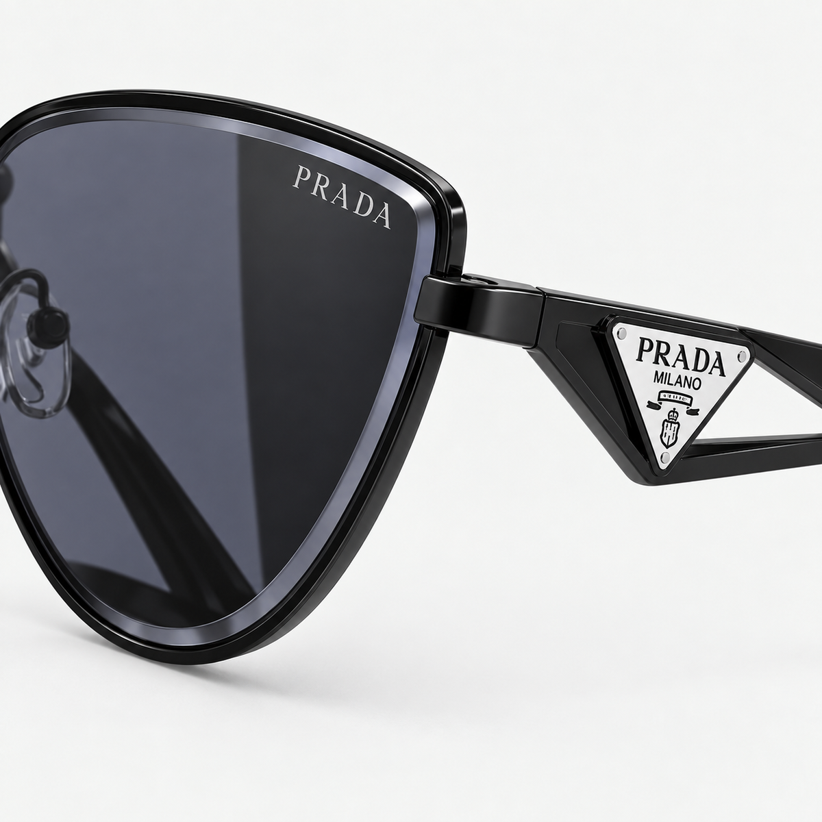 Prada Cat Eye Sunglasses — temple detail