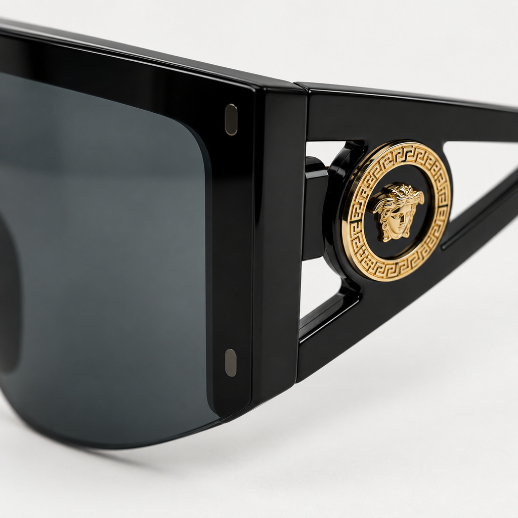 Versace Icon Shield Sunglasses — temple detail