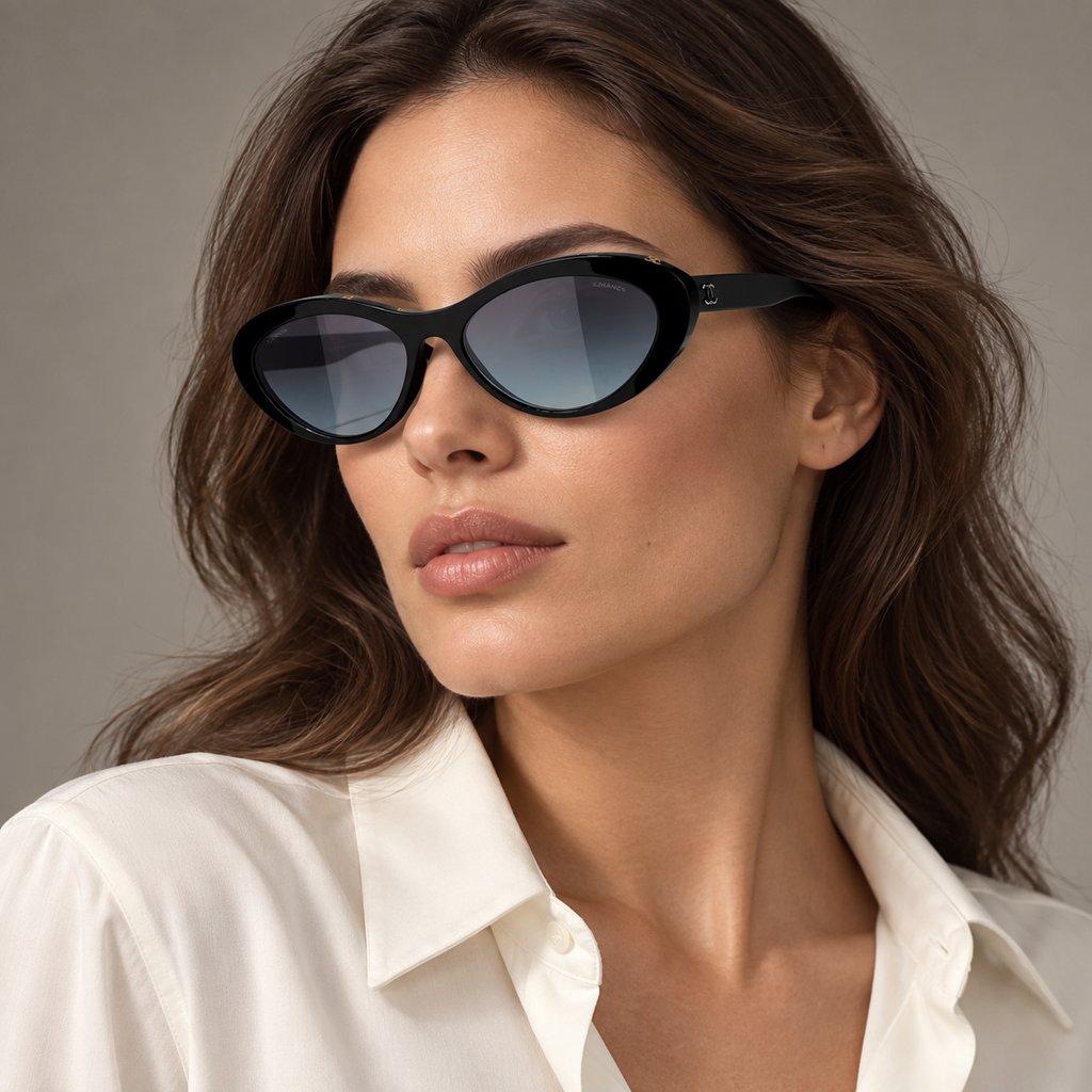 Chanel Cat Eye Sunglasses — editorial portrait